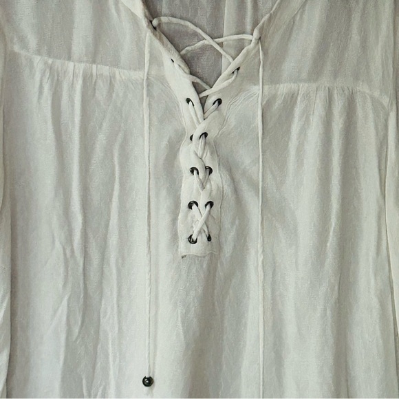 VELVET BY GRAHAM & SPENCER white lace up blouse Sz XS - Picture 9 of 11